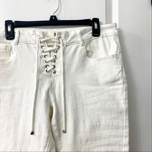max studio white lace up jeans